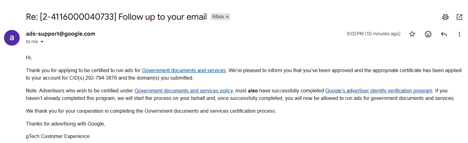 Important Update Regarding Google Government Documents (GODOS) Policy